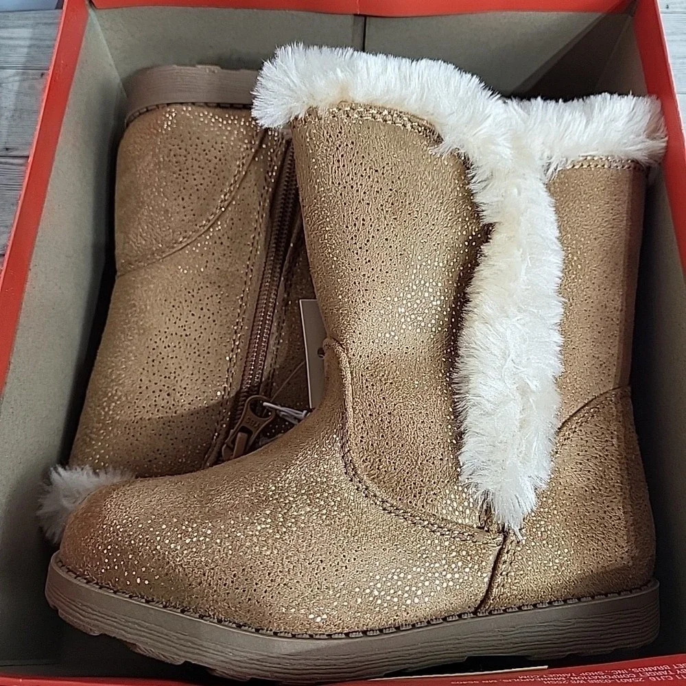 Cat & Jack Girls Katrina Toddler Faux Fur Shearling Tall‎ Brown Winter Boots NWT